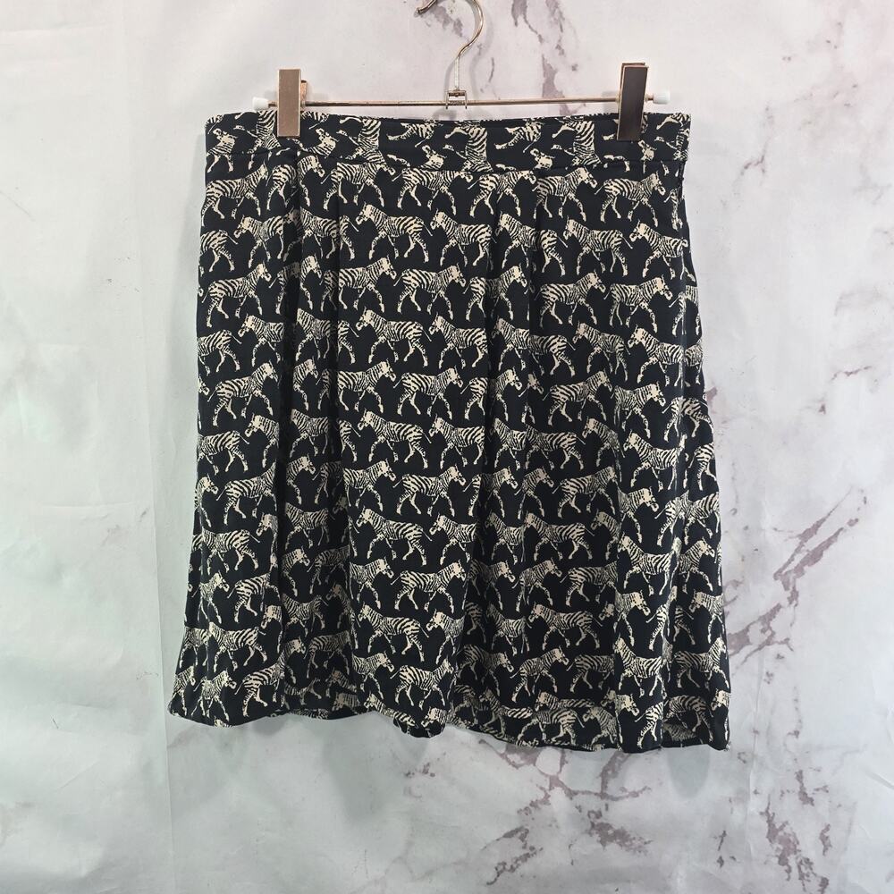 & Other Stories Skirt Womens 8 Medium Black Brown Zebra Mini Circle Skater